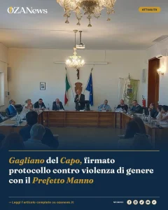 Anteprima di: Gagliano del Capo, firmato protocollo contro violenza di genere con il Prefetto Manno