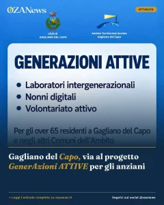 Anteprima di: Gagliano del Capo, via al progetto GenerAzioni ATTIVE per gli anziani
