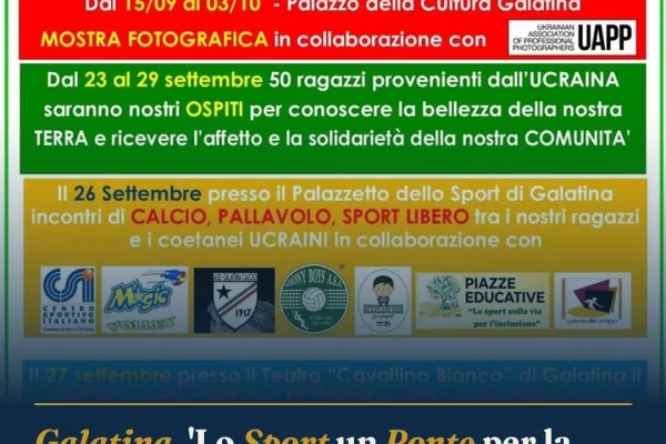 Galatina, ‘Lo Sport un Ponte per la Pace’: via al programma con ospiti e giovani ucraini