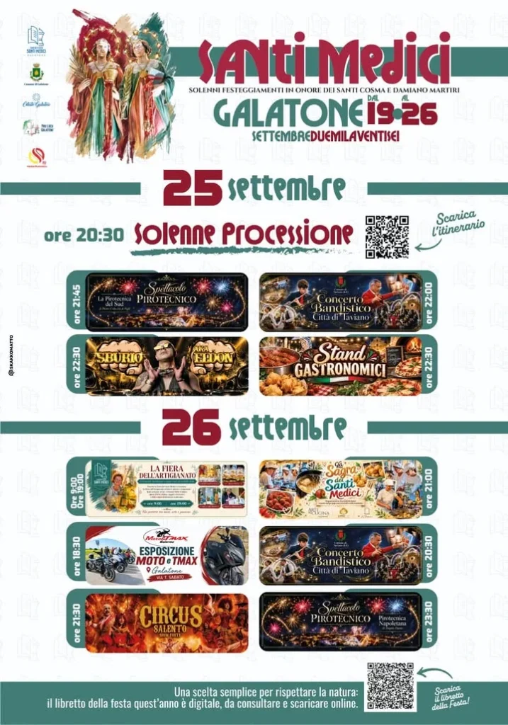 Dettaglio 1: Galatone, al via i festeggiamenti per i Santi Cosma e Damiano: il programma completo