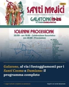 Anteprima di: Galatone, al via i festeggiamenti per i Santi Cosma e Damiano: il programma completo