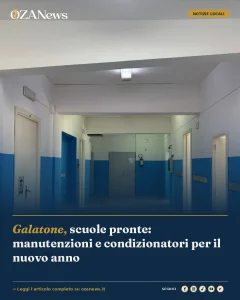 Anteprima di: Galatone, scuole pronte: manutenzioni e condizionatori per il nuovo anno