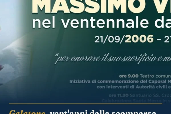 Galatone, vent’anni dalla scomparsa di Massimo Vitaliano: commemorazione il 21 settembre