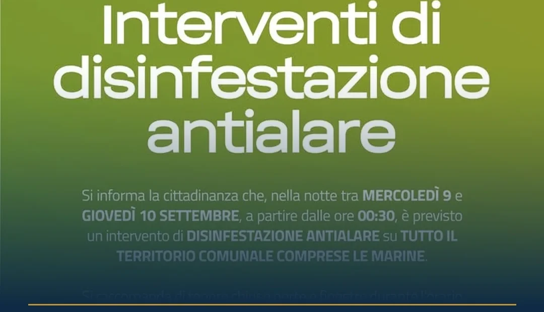 Anteprima di: Gallipoli, disinfestazione antialare notturna: interventi tra 9 e 10 settembre
