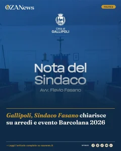 Anteprima di: Gallipoli, Sindaco Fasano chiarisce su arredi e evento Barcolana 2026