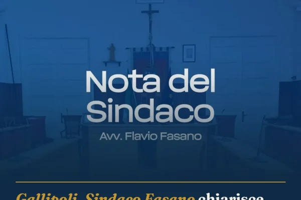 Gallipoli, Sindaco Fasano chiarisce su arredi e evento Barcolana 2026