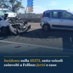 Anteprima di: Incidente sulla SS274, sette veicoli coinvolti a Felline: feriti e caos
