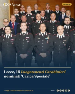 Anteprima di: Lecce, 16 Luogotenenti Carabinieri nominati 'Carica Speciale'