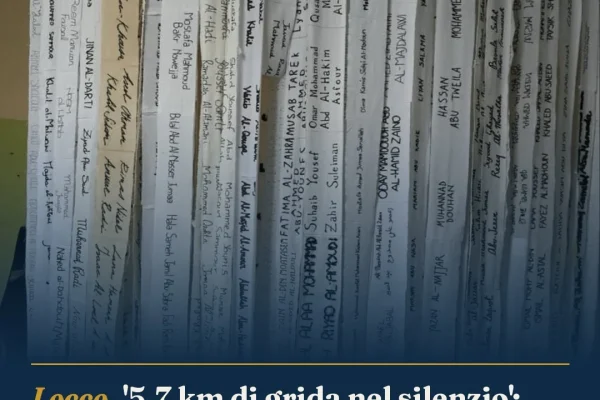 Lecce, ‘5,7 km di grida nel silenzio’: mostra per Gaza alla Biblioteca Bernardini