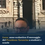 Anteprima di: Lecce, anno scolastico: il messaggio del Presidente Tarantino a studenti e scuole