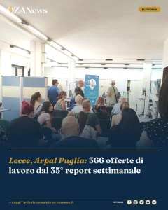 Anteprima di: Lecce, Arpal Puglia: 366 offerte di lavoro dal 35° report settimanale