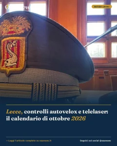 Anteprima di: Lecce, controlli autovelox e telelaser: il calendario di ottobre 2026