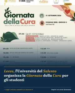 Lecce, l'Università del Salento organizza la Giornata della Cura per gli studenti