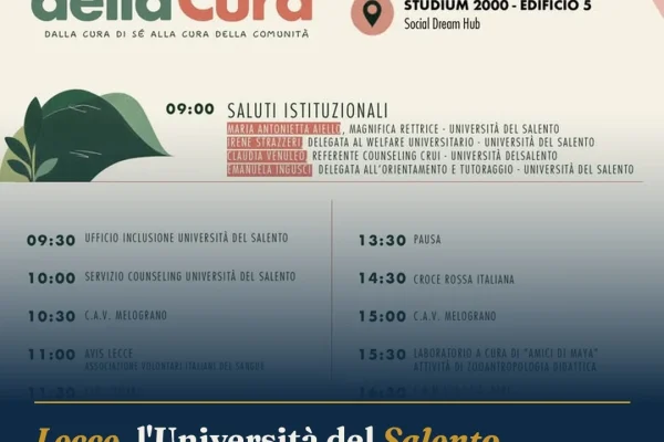 Lecce, l’Università del Salento organizza la Giornata della Cura per gli studenti