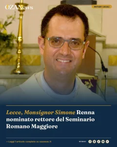 Lecce, Monsignor Simone Renna nominato rettore del Seminario Romano Maggiore