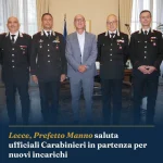 Anteprima di: Lecce, Prefetto Manno saluta ufficiali Carabinieri in partenza per nuovi incarichi