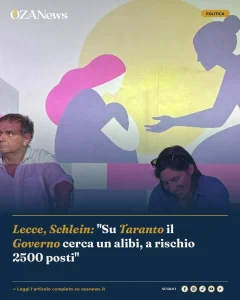 Anteprima di: Lecce, Schlein: "Su Taranto il Governo cerca un alibi, a rischio 2500 posti"