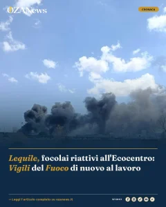 Anteprima di: Lequile, focolai riattivi all'Ecocentro: Vigili del Fuoco di nuovo al lavoro