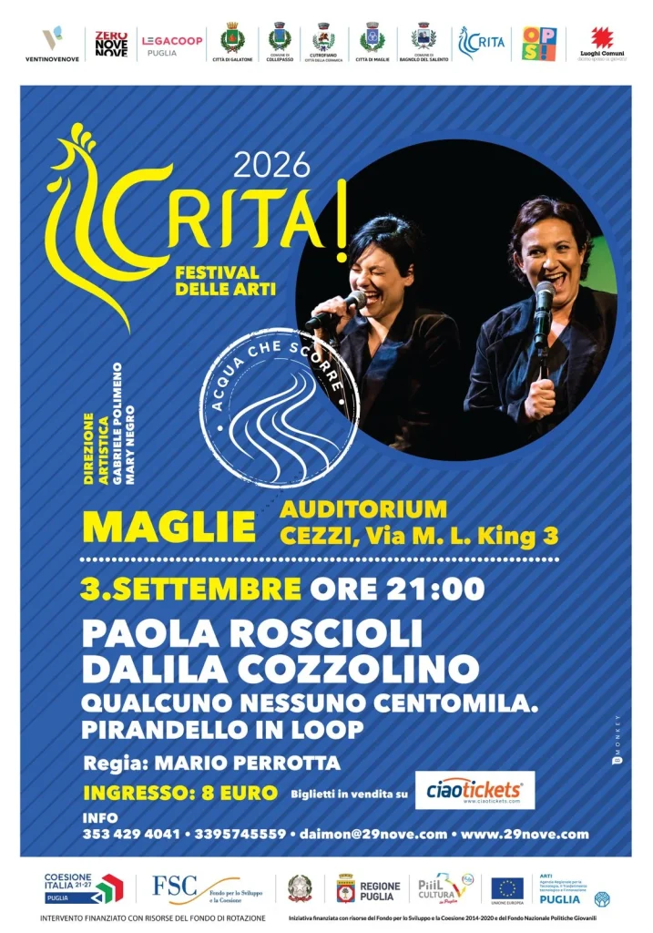 Dettaglio 3: Maglie e Galatone, il Festival Crita prosegue a settembre con teatro e musica