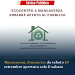 Anteprima di: Mancaversa, Ecocentro: da sabato 19 settembre apertura solo il sabato