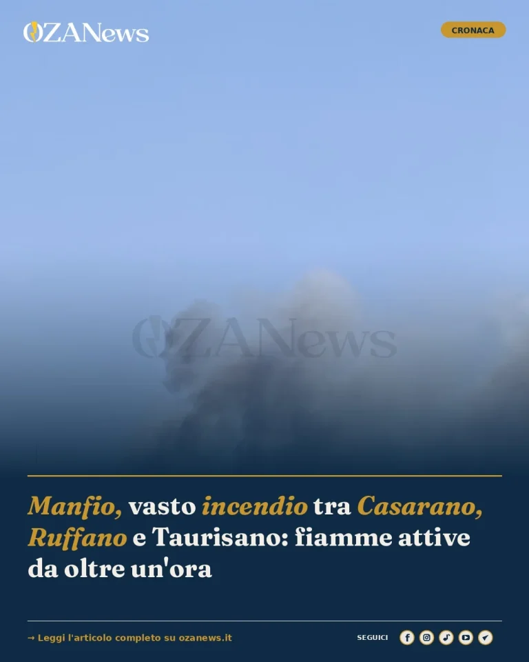 Manfio, vasto incendio tra Casarano, Ruffano e Taurisano: fiamme attive da oltre un'ora