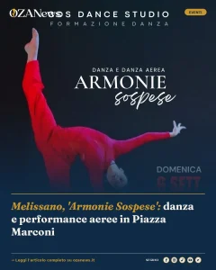 Melissano, 'Armonie Sospese': danza e performance aeree in Piazza Marconi