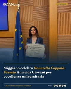 Anteprima di: Miggiano celebra Donatella Coppola: Premio America Giovani per eccellenza universitaria