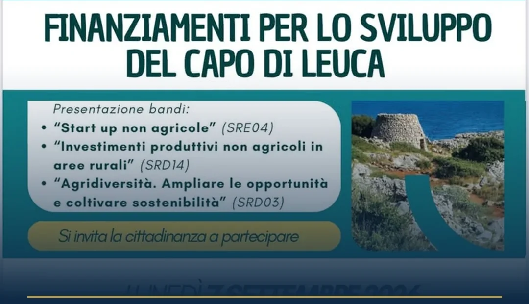 Anteprima di: Morciano di Leuca: il GAL presenta bandi per sviluppo e nuove imprese