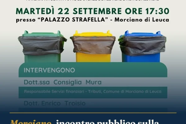 Morciano, incontro pubblico sulla TARI 2026 a Palazzo Strafella