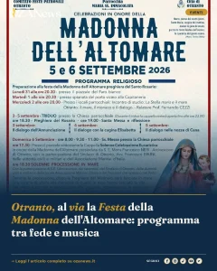 Otranto, al via la Festa della Madonna dell'Altomare: programma tra fede e musica