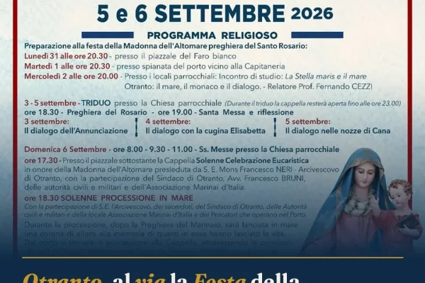 Otranto, al via la Festa della Madonna dell’Altomare: programma tra fede e musica