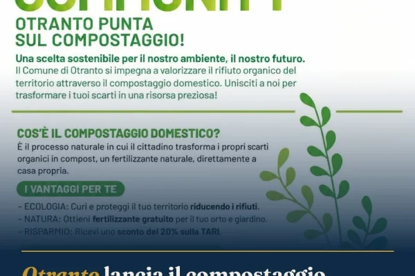 Otranto lancia il compostaggio domestico: sconti TARI e ambiente più pulito