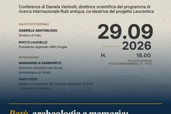 Patù, archeologia e memoria: conferenza sulla ‘Pompei di Puglia’ il 29 settembre
