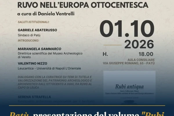 Patù, presentazione del volume “Rubi antiqua” sull’archeologia del Salento