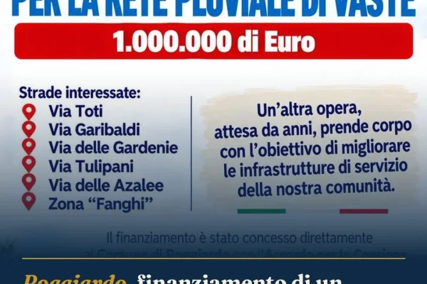 Poggiardo, finanziamento di un milione di euro per la rete pluviale di Vaste