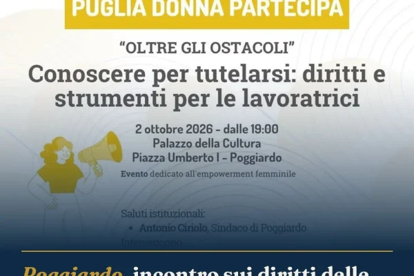 Poggiardo, incontro sui diritti delle lavoratrici: appuntamento il 2 ottobre