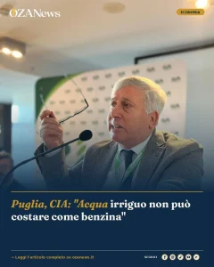 Anteprima di: Puglia, CIA: "Acqua irriguo non può costare come benzina"