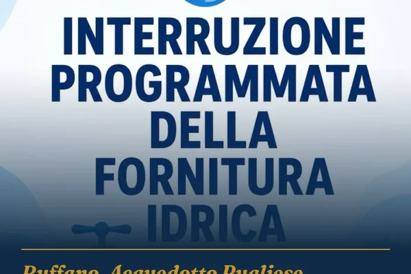 Ruffano, Acquedotto Pugliese sospende fornitura idrica giovedì 3 settembre