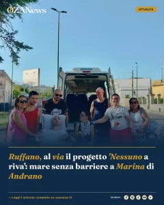 Anteprima di: Ruffano, al via il progetto 'Nessuno a riva': mare senza barriere a Marina di Andrano