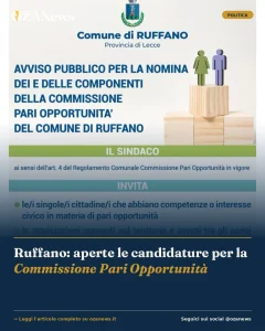 Ruffano: aperte le candidature per la Commissione Pari Opportunità