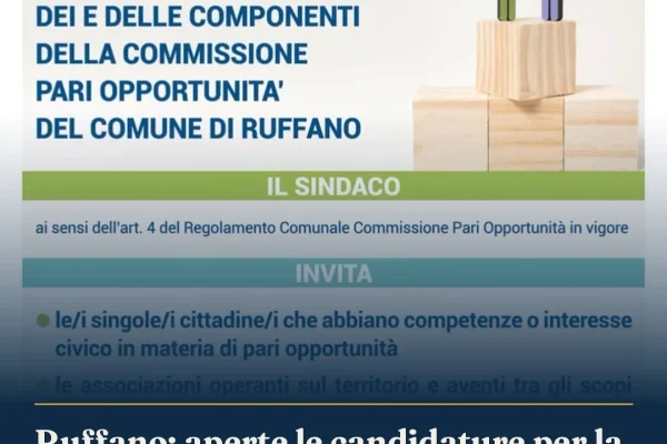 Ruffano: aperte le candidature per la Commissione Pari Opportunità