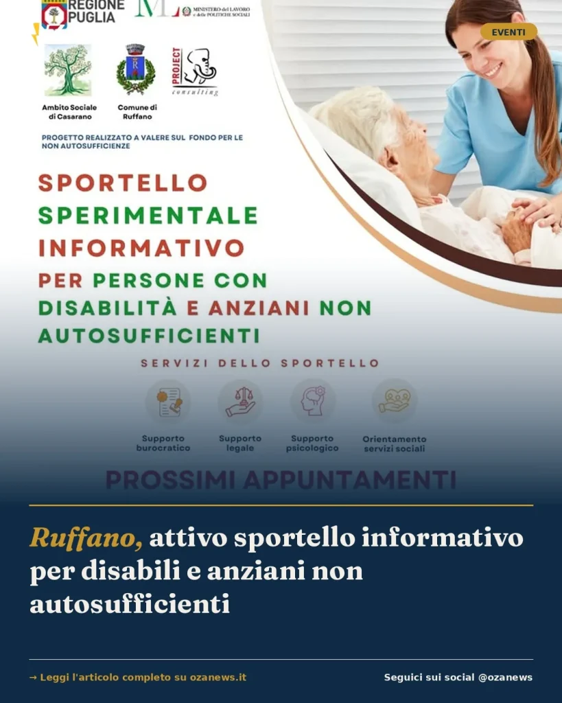 Anteprima di: Ruffano, attivo sportello informativo per disabili e anziani non autosufficienti