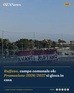 Anteprima di: Ruffano, campo comunale ok: Promozione 2026/2027 si gioca in casa