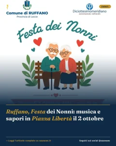 Ruffano, Festa dei Nonni: musica e sapori in Piazza Libertà il 2 ottobre