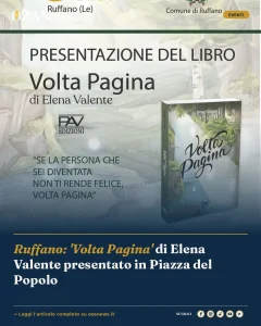 Ruffano: 'Volta Pagina' di Elena Valente presentato in Piazza del Popolo
