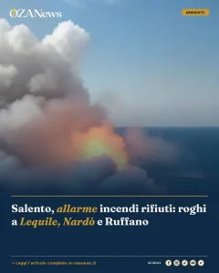 Anteprima di: Salento, allarme incendi rifiuti: roghi a Lequile, Nardò e Ruffano