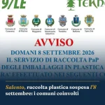 Anteprima di: Salento, raccolta plastica sospesa l'8 settembre: i comuni coinvolti