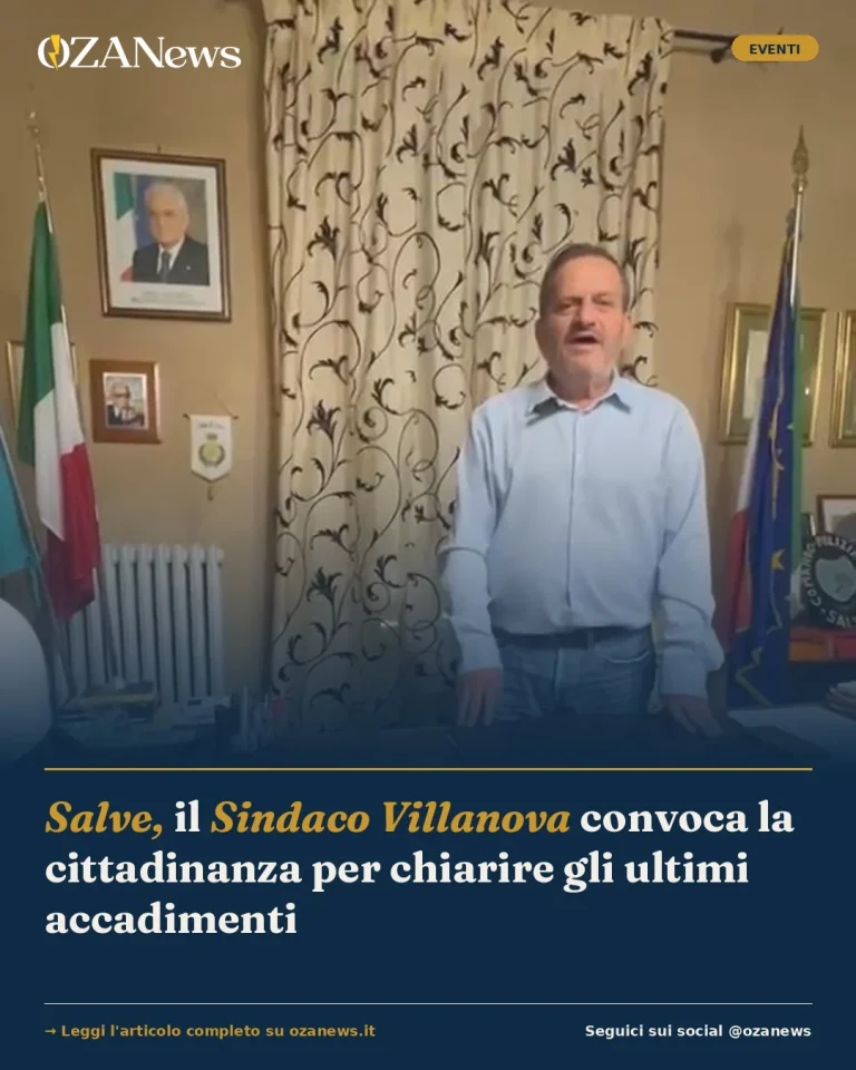 Salve, il Sindaco Villanova convoca la cittadinanza per chiarire gli ultimi accadimenti