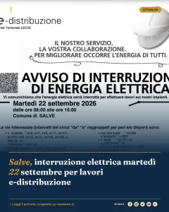 Anteprima di: Salve, interruzione elettrica martedì 22 settembre per lavori e-distribuzione