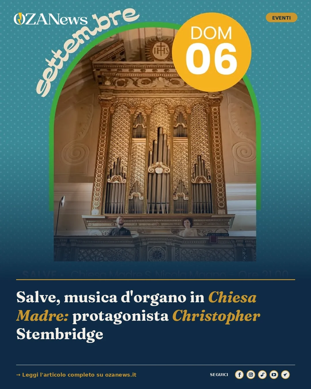 Anteprima di: Salve, musica d'organo in Chiesa Madre: protagonista Christopher Stembridge